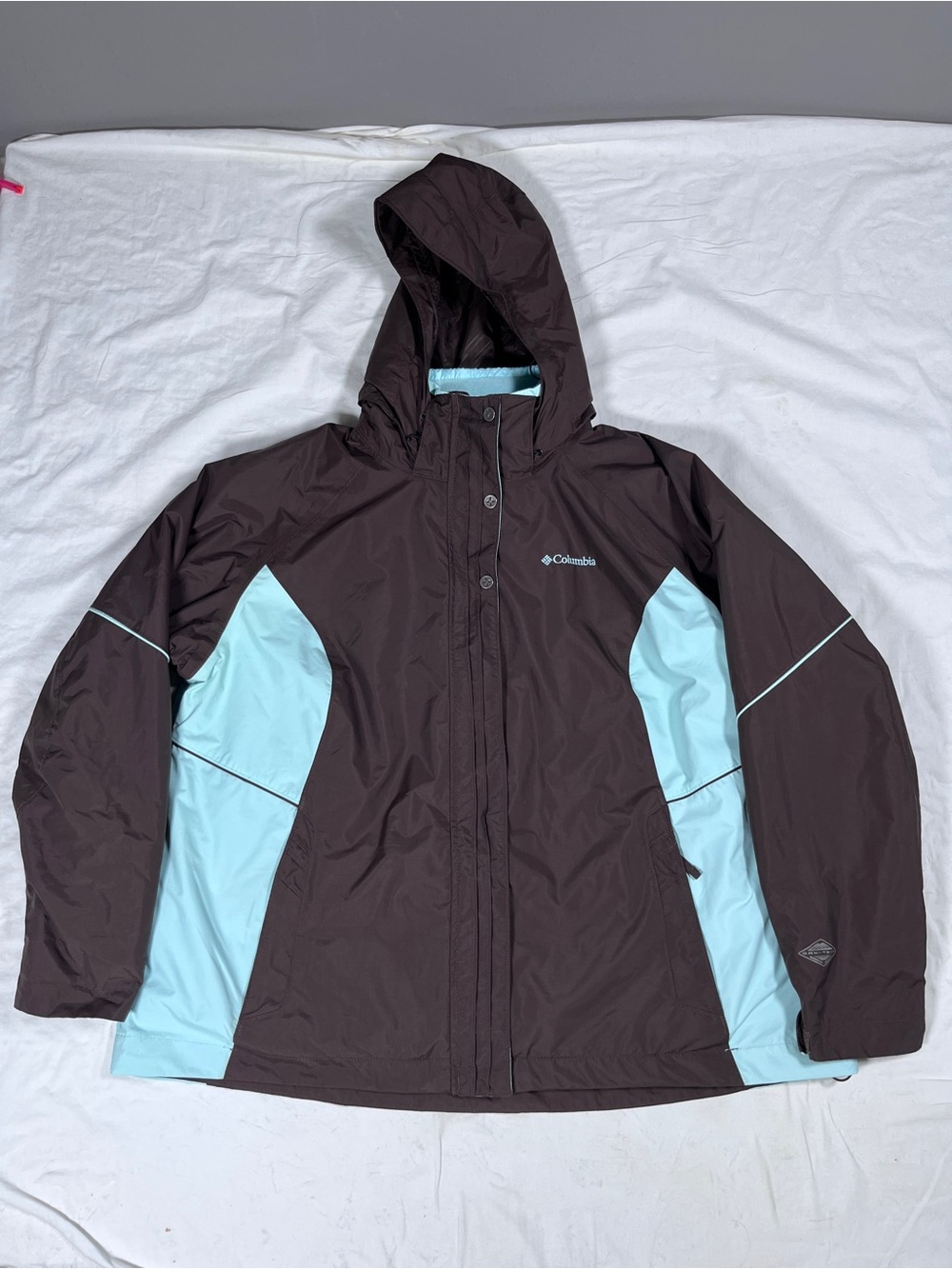 Columbia Women's Hooded Ski Jacket Size 2X with Fleece Interchange Blue Brown